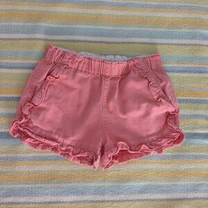 Girl's Crewcuts Coral Pink Ruffle Chino Pull On Shorts Size 6